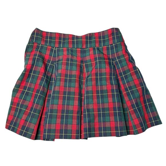 Vintage Parker Mini Skirt Women's Size 11 Green Red Pleated Schoolgirl Academia - Picture 2 of 5